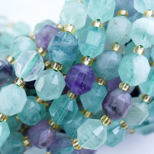 Fluorite (Barrel)(Faceted)(8x7mm)(16"Strand)