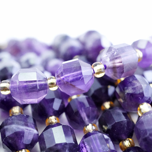 Amethyst (Barrel)(Faceted)(8x7mm)(16"Strand)