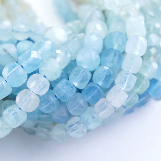 Aquamarine/Heliodor Mix (Cube)(Micro)(Faceted)(4mm)(15"Strand)