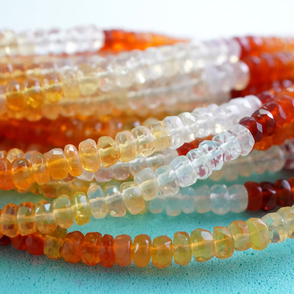 Fire Opal (Rondelle)(Faceted)(Micro)(Faceted)(4×2mm)(3×2mm)(15