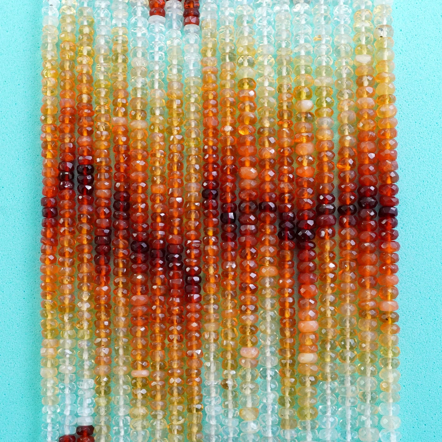 Fire Opal (Rondelle)(Faceted)(Micro)(Faceted)(4×2mm)(3×2mm)(15"Strand)