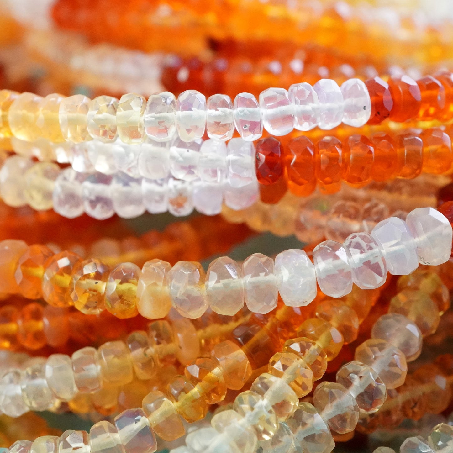 Fire Opal (Rondelle)(Faceted)(Micro)(Faceted)(4×2mm)(3×2mm)(15"Strand)