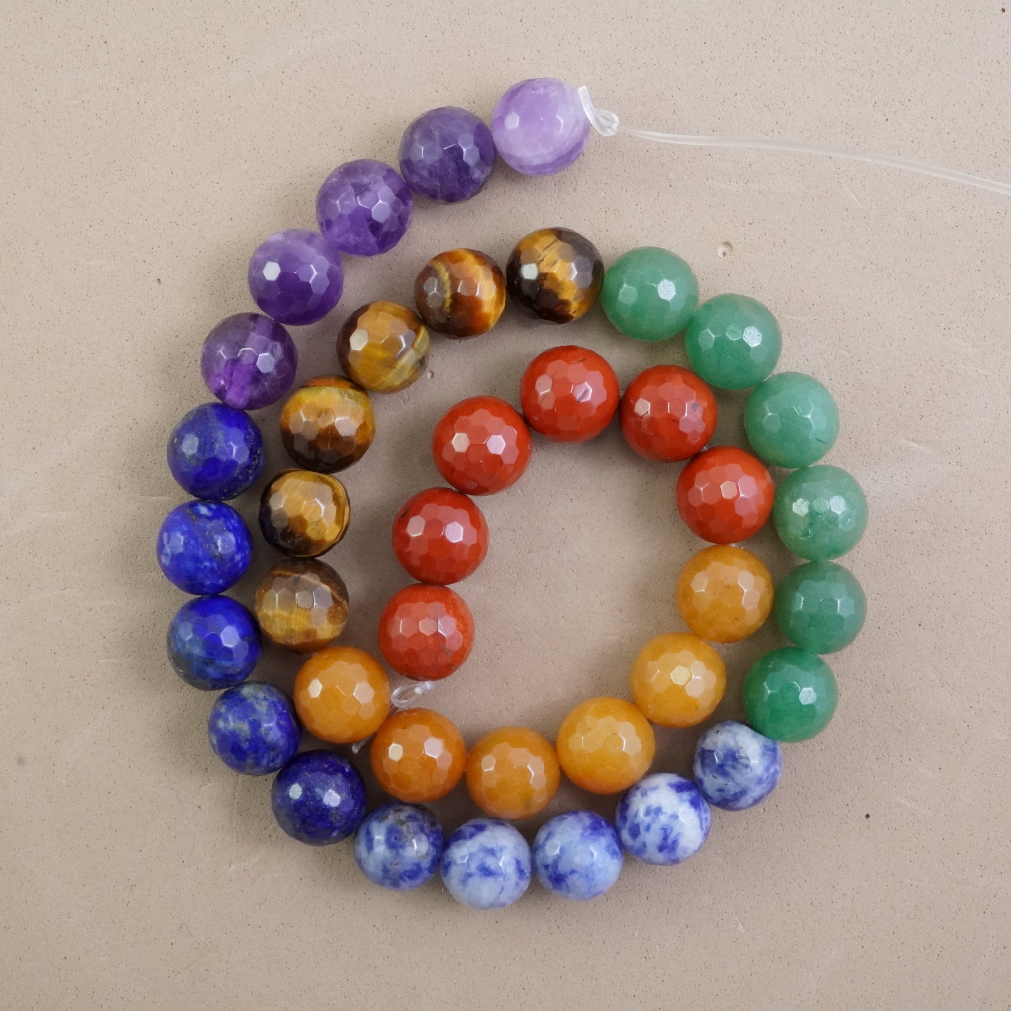 7 Chakra Stone Beads (Round)(Faceted)(4mm)(6mm)(8mm)(10mm)(16Strand) –  Candi Beads