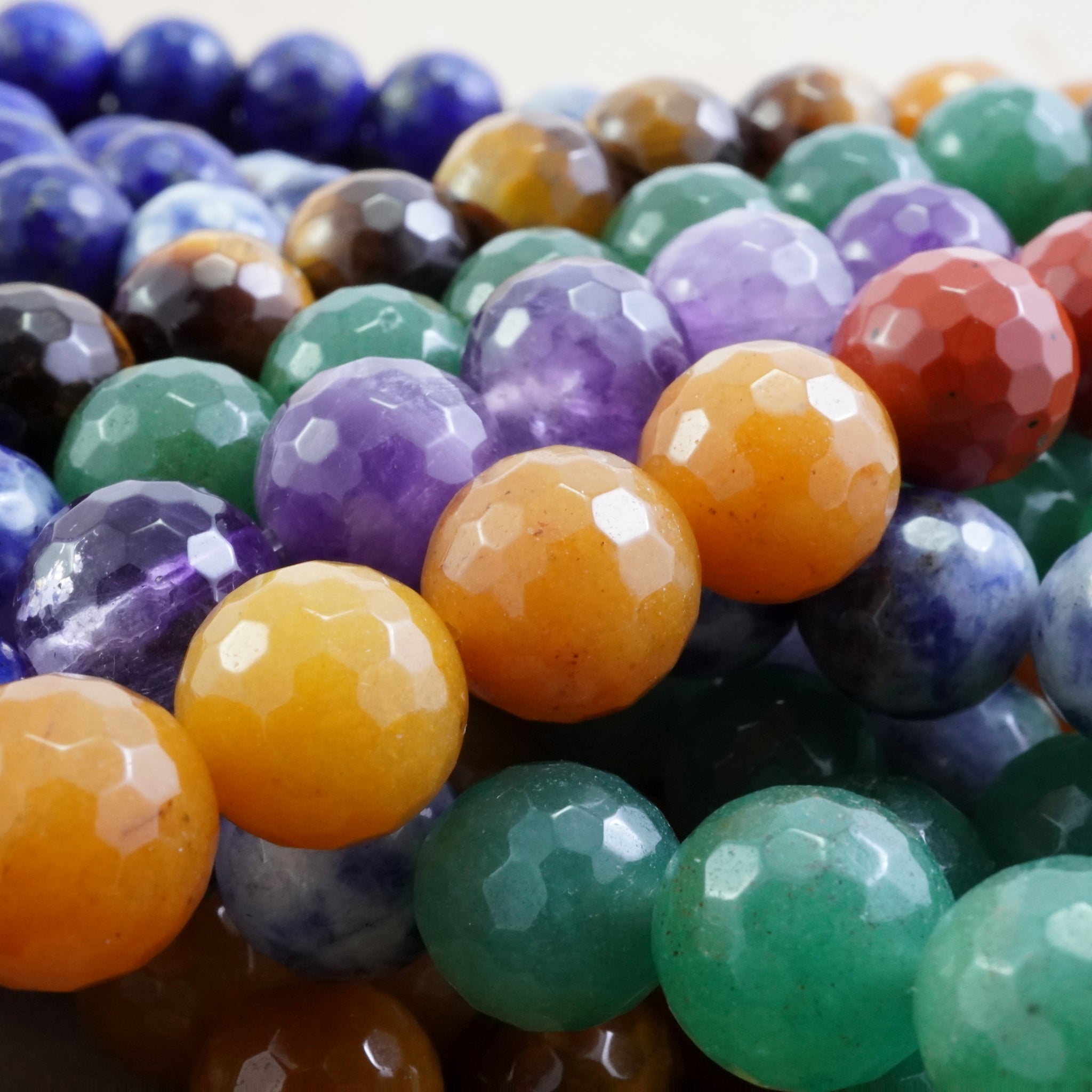Faceted Natural Chakra 4mm Beads Gemstone Rainbow Colors