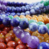 7 Chakra Stone Beads (Round)(Faceted)(4mm)(6mm)(8mm)(10mm)(16"Strand)