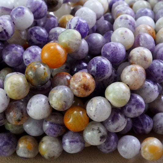 Purple Flower Jasper (Round)(Smooth)(4mm)(6mm)(16"Strand)