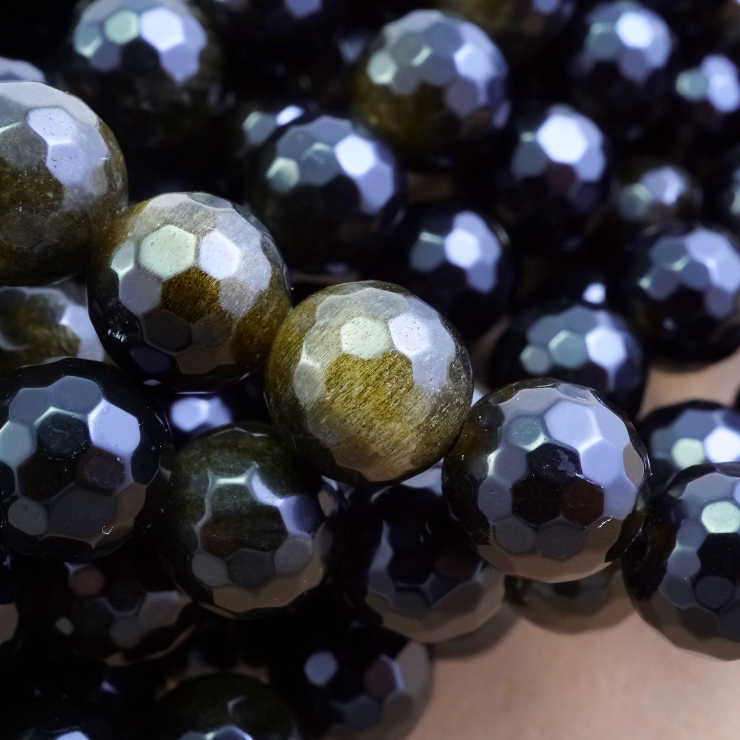 Golden Obsidian (Round)(Faceted)(4mm)(6mm)(8mm)(10mm)(12mm)(16"Strand)