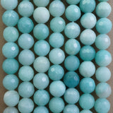 Amazonite (Round)(Faceted)(4mm)(6mm)(8mm)(10mm)(16"Strand)