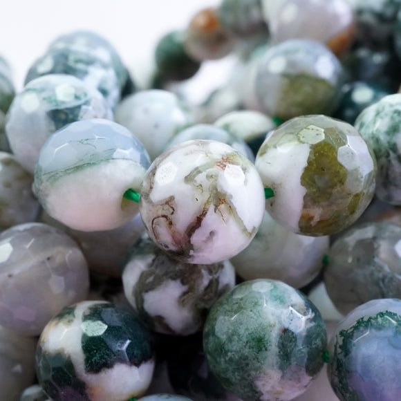 Tree Agate (Round)(Faceted)(6mm)(8mm)(10mm)(16