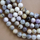 White Dendritic Opal (Round)(Smooth)(4mm)(6mm)(8mm)(10mm)(16"Strand)