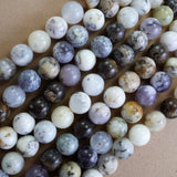White Dendritic Opal (Round)(Smooth)(4mm)(6mm)(8mm)(10mm)(16"Strand)