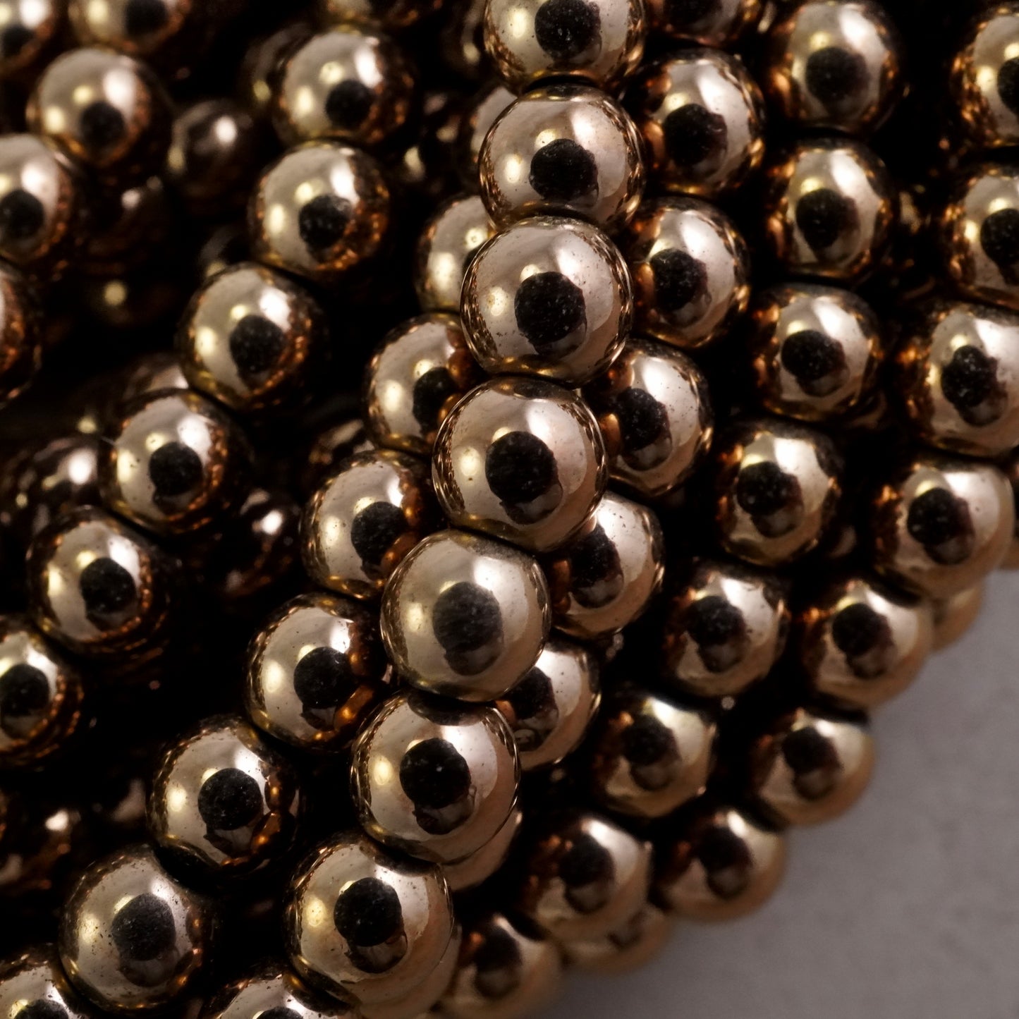 Hematite (Bronze)(Electroplated)(Round)(Smooth)(2mm)(3mm)(4mm) (6mm)(8mm)(10mm)(15.50"Strand)