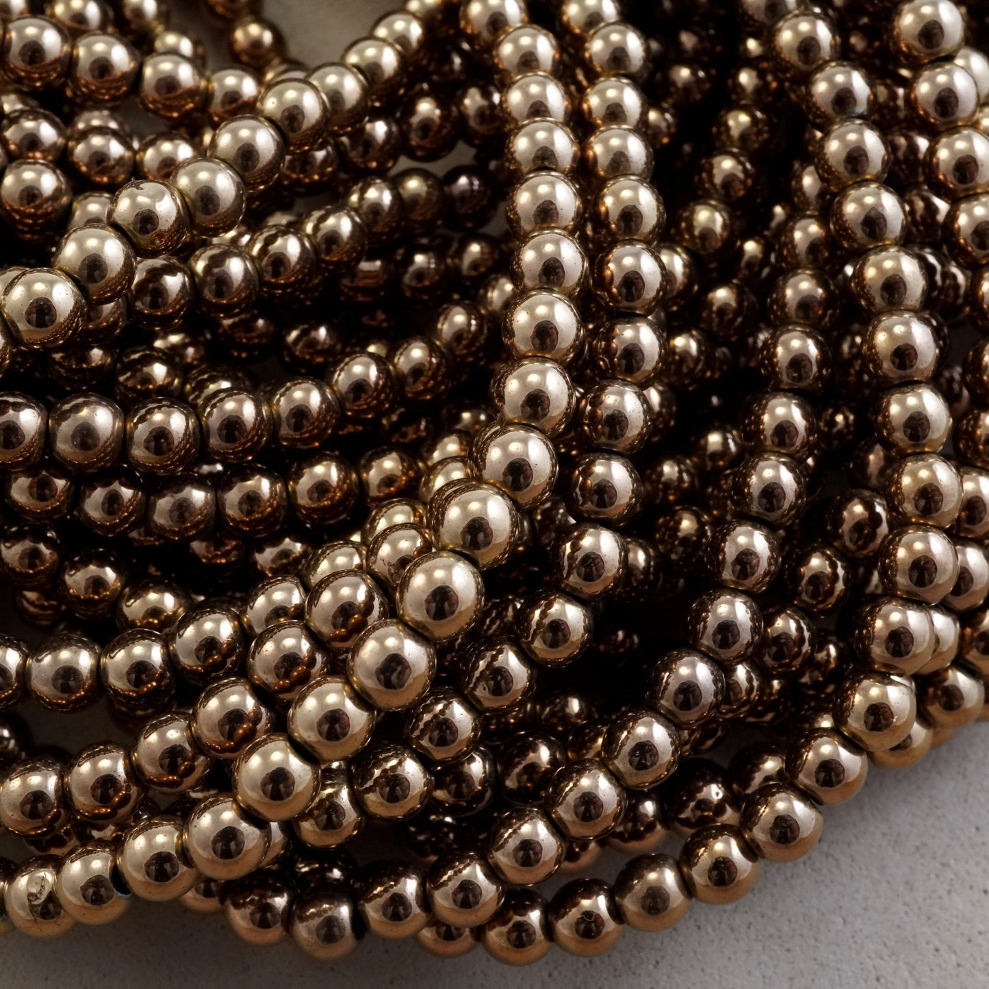 Hematite (Bronze)(Electroplated)(Round)(Smooth)(2mm)(3mm)(4mm) (6mm)(8mm)(10mm)(15.50"Strand)