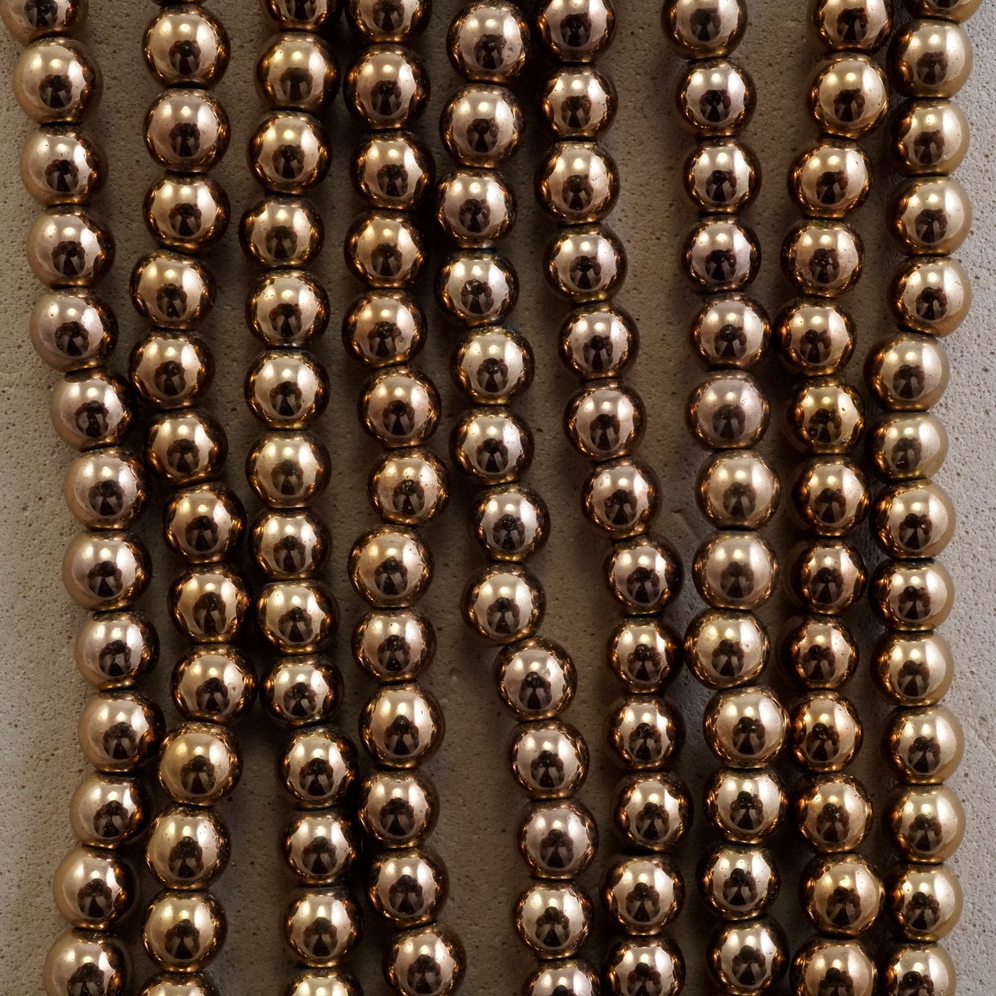 Hematite (Bronze)(Electroplated)(Round)(Smooth)(2mm)(3mm)(4mm) (6mm)(8mm)(10mm)(15.50"Strand)