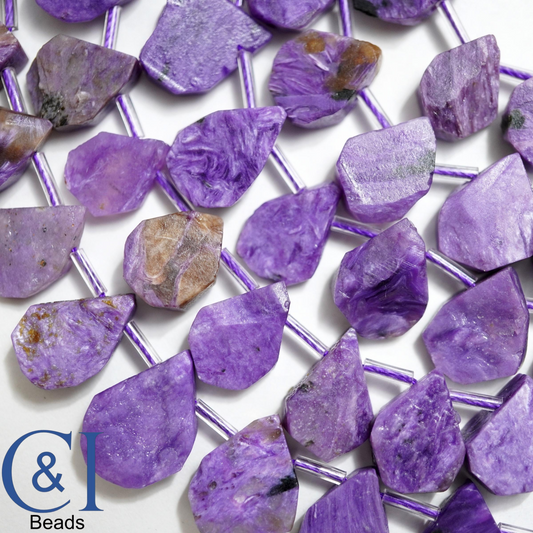 Charoite (Teardrop)(Raw)(12mm)(16"Strand)