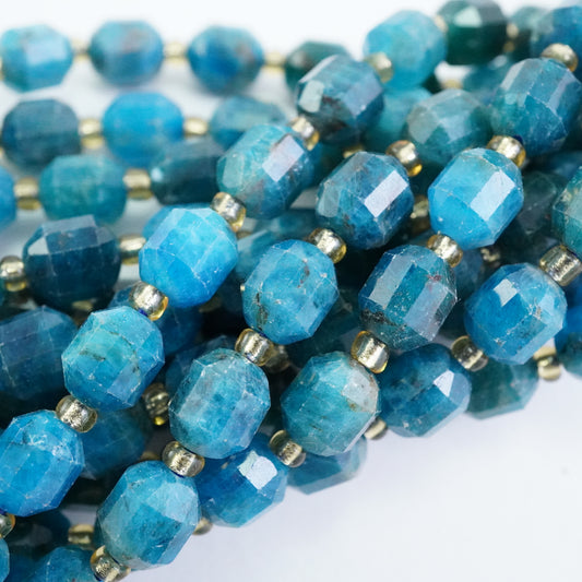 Blue Apatite (Barrel)(Faceted)(8x7mm)(16"Strand)