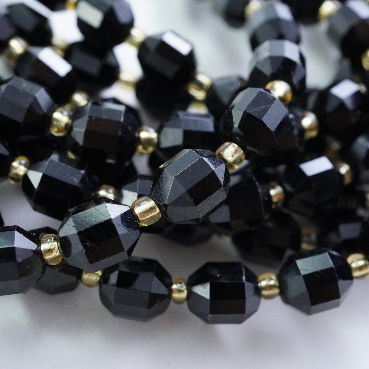 Black Tourmaline (Barrel)(Faceted)(8x7mm)(16"Strand)