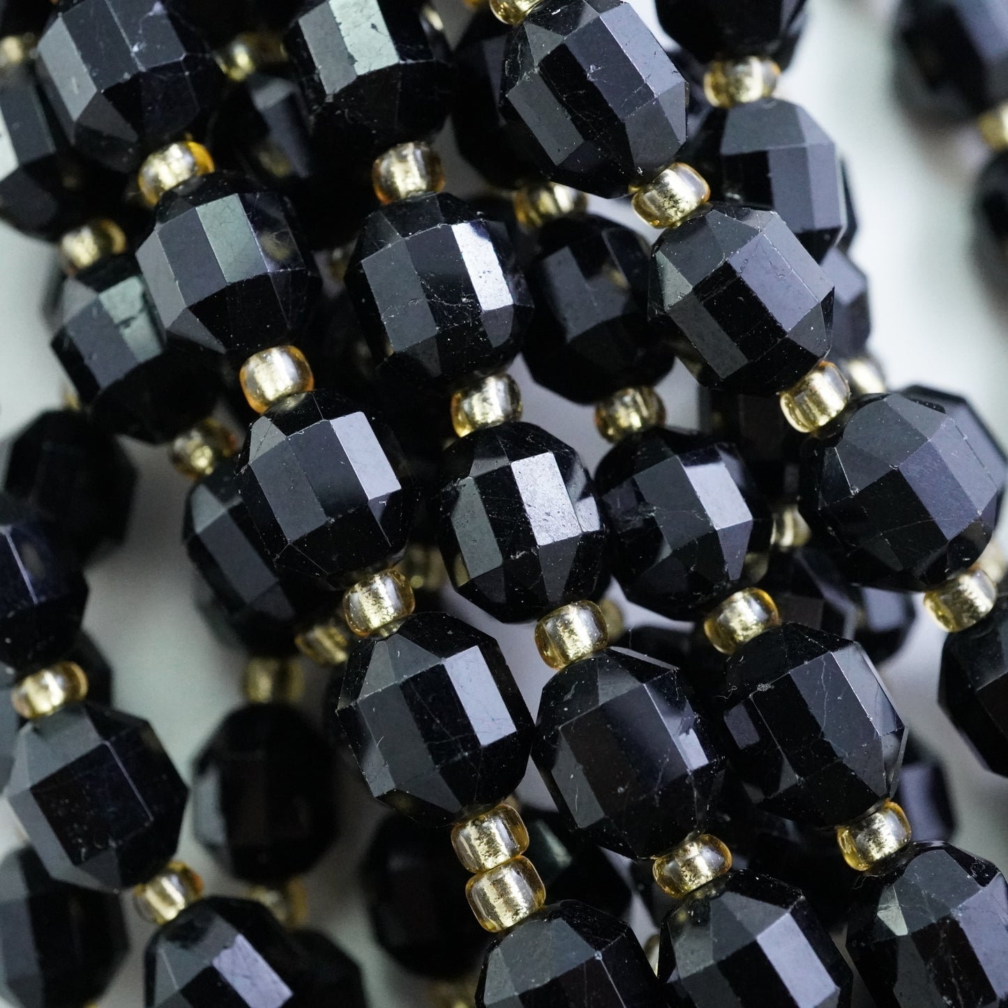 Black Tourmaline (Barrel)(Faceted)(8x7mm)(16"Strand)