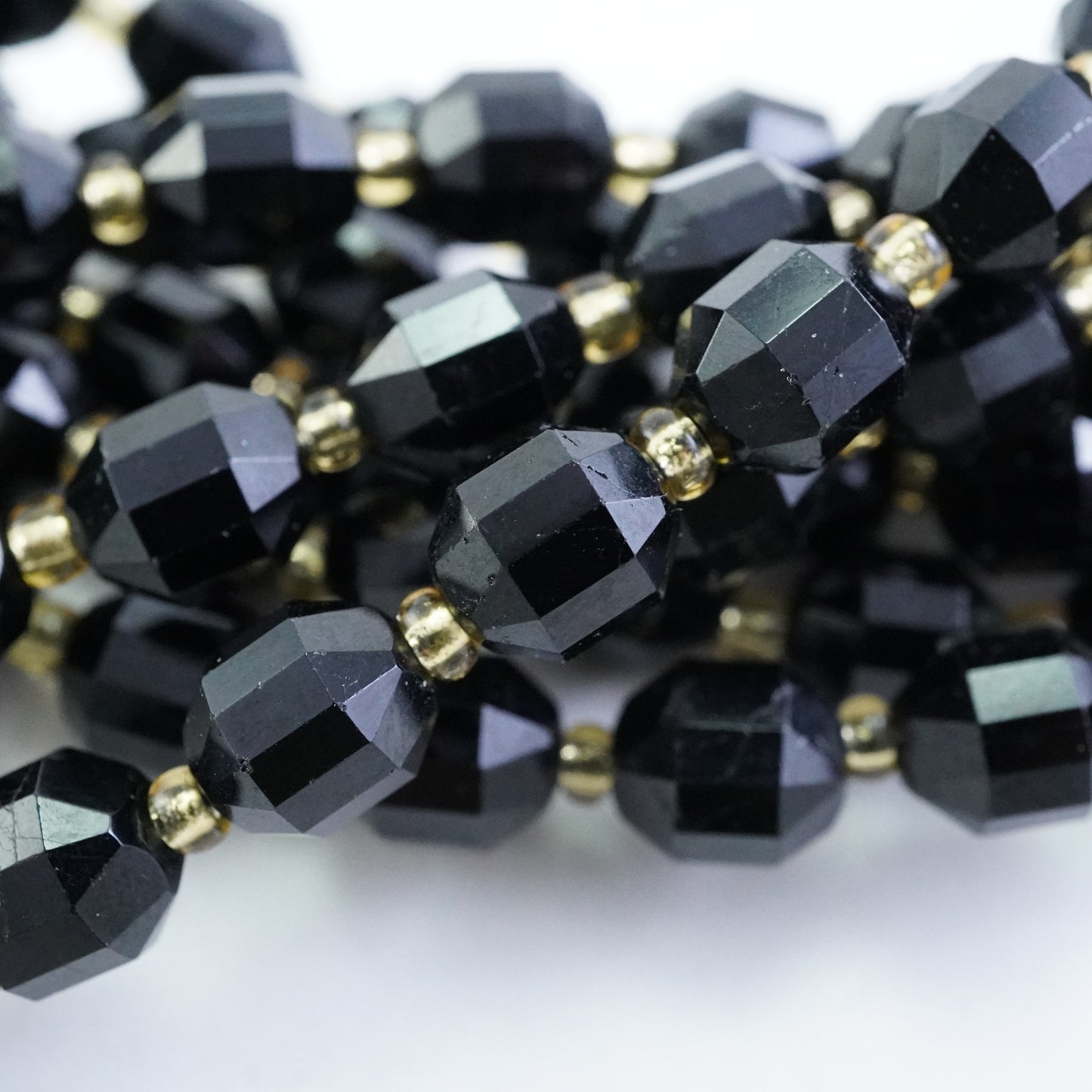 Black Tourmaline (Barrel)(Faceted)(8x7mm)(16"Strand)