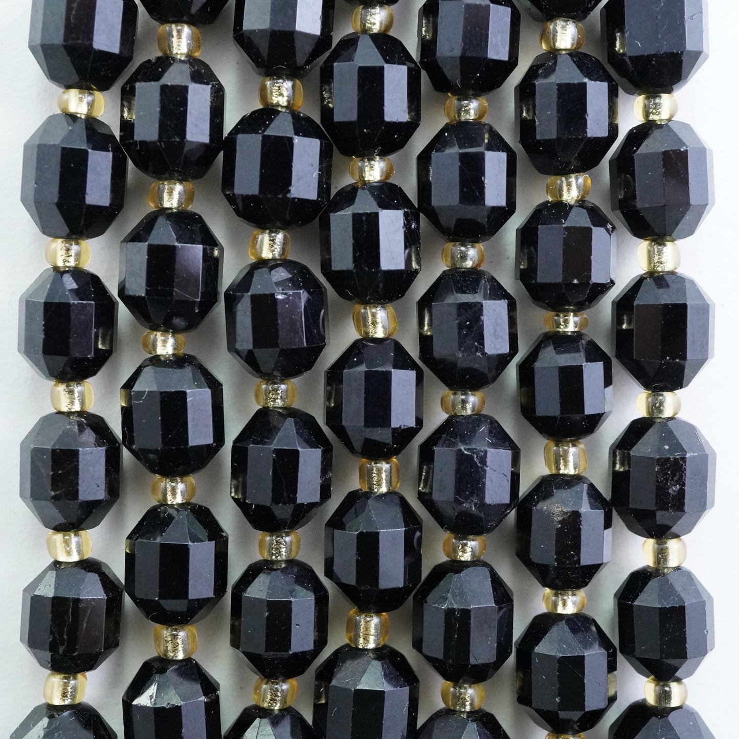 Black Tourmaline (Barrel)(Faceted)(8x7mm)(16"Strand)