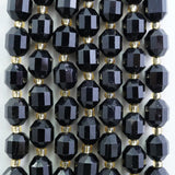 Black Tourmaline (Barrel)(Faceted)(8x7mm)(16"Strand)