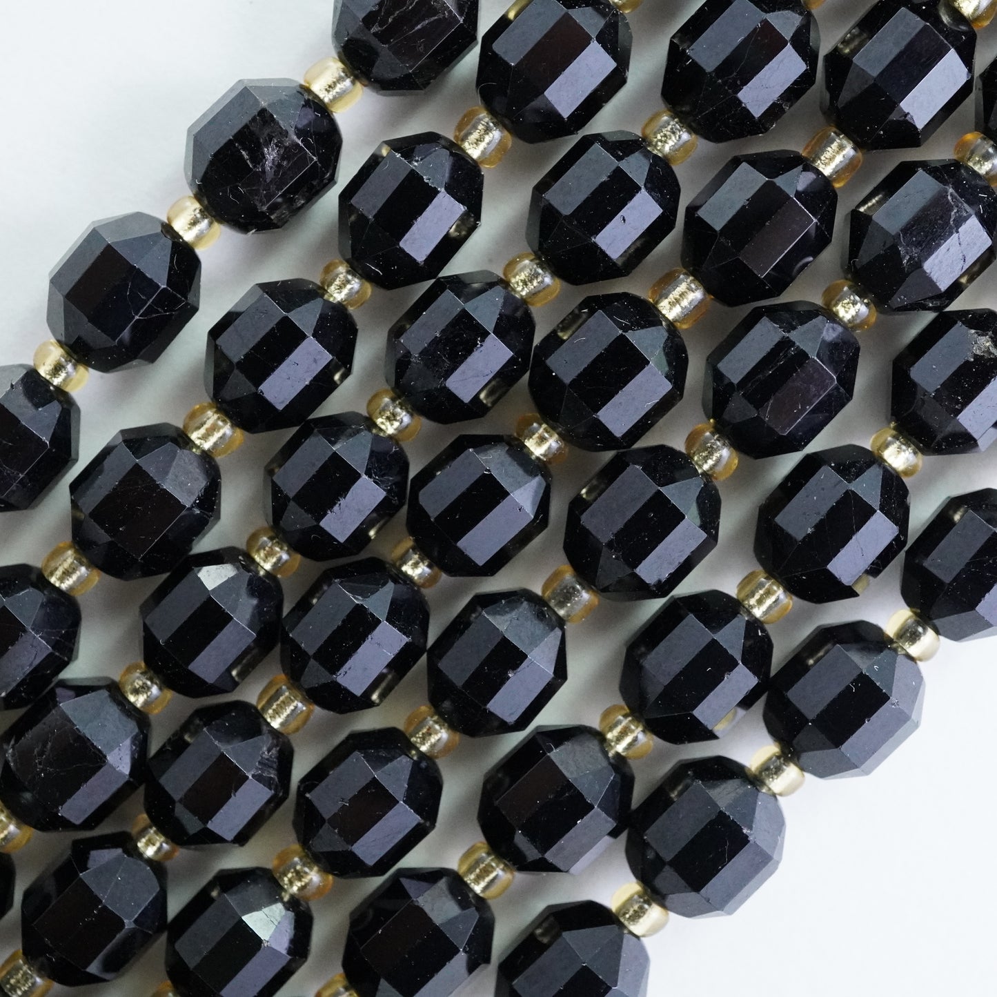 Black Tourmaline (Barrel)(Faceted)(8x7mm)(16"Strand)