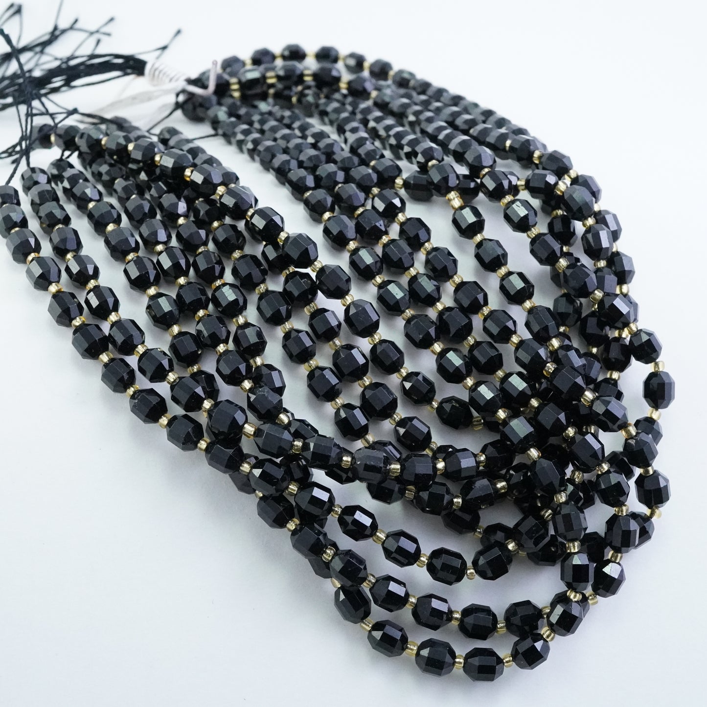 Black Tourmaline (Barrel)(Faceted)(8x7mm)(16"Strand)