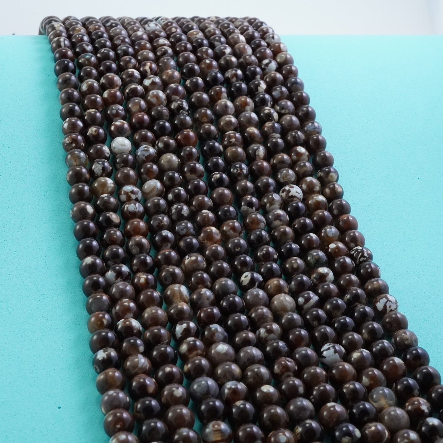 Dark Brown Terra Agate (Round)(Smooth)(Dyed)(8mm)(10mm)(16"Strand)