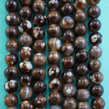 Dark Brown Terra Agate (Round)(Smooth)(Dyed)(8mm)(10mm)(16"Strand)