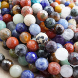 Mix Gem Stones (Round)(Faceted)(4mm)(6mm)(8mm)(10mm)(16"Strand)