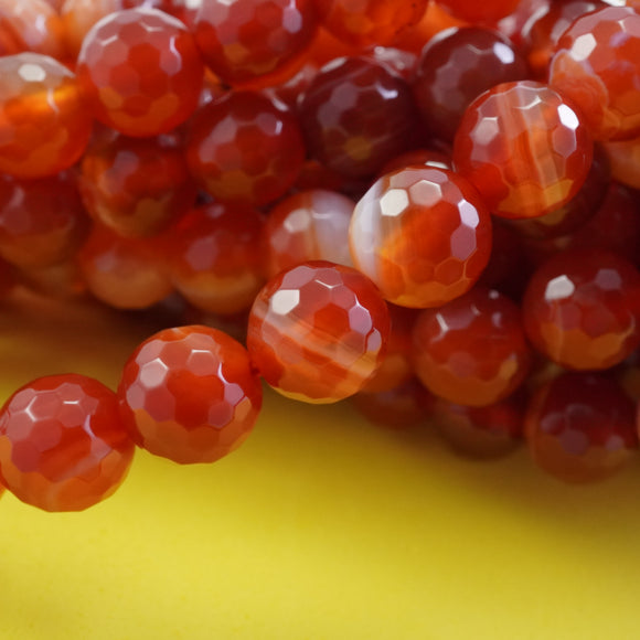 Red Sardonyx (Round)(Faceted)(4mm)(6mm)(8mm)(10mm)(16