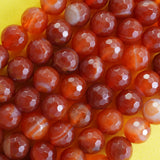 Red Sardonyx (Round)(Faceted)(4mm)(6mm)(8mm)(10mm)(16"Strand)