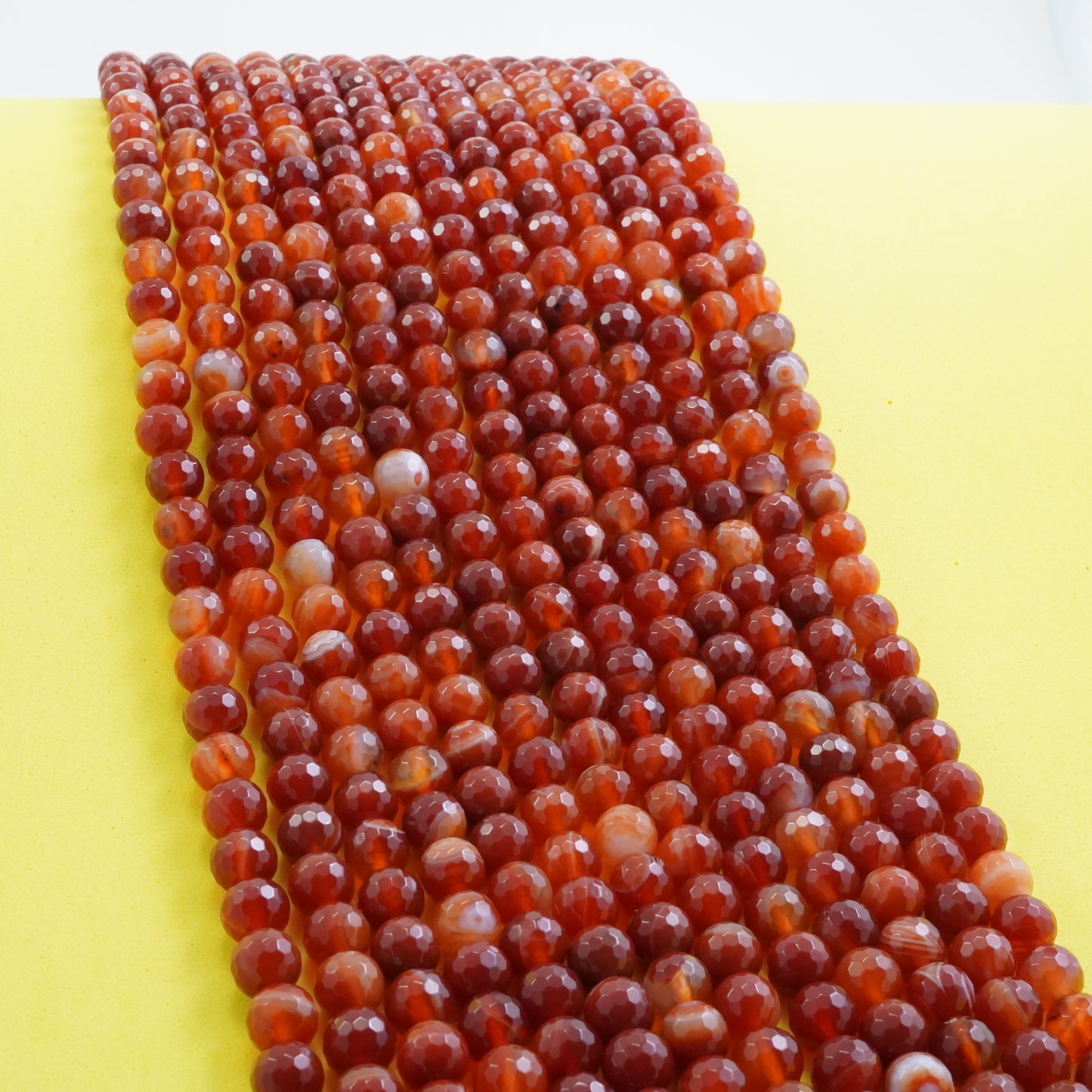 Red Sardonyx (Round)(Faceted)(4mm)(6mm)(8mm)(10mm)(16"Strand)