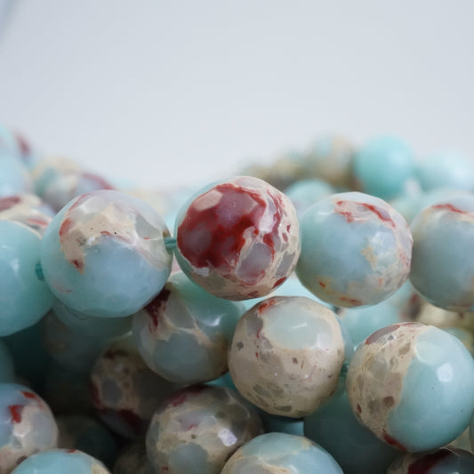 Aqua Terra Jasper (Round)(Faceted)(4mm)(6mm)(8mm)(10mm)(16"Strand)