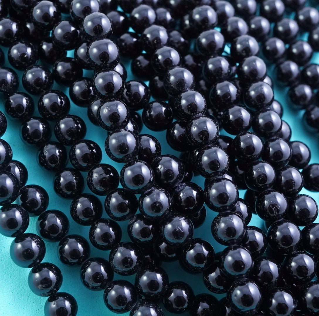 Beads Smooth Black Tourmaline Black Tourmaline (Round)(Smooth)(3mm