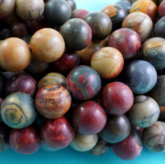 Red Creek Jasper (Round)(Smooth)(4mm)(6mm)(8mm)(10mm)(12mm)(16"Strand)