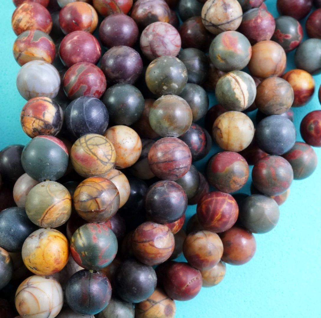 Red Creek Jasper (Round)(Smooth)(4mm)(6mm)(8mm)(10mm)(12mm)(16"Strand)