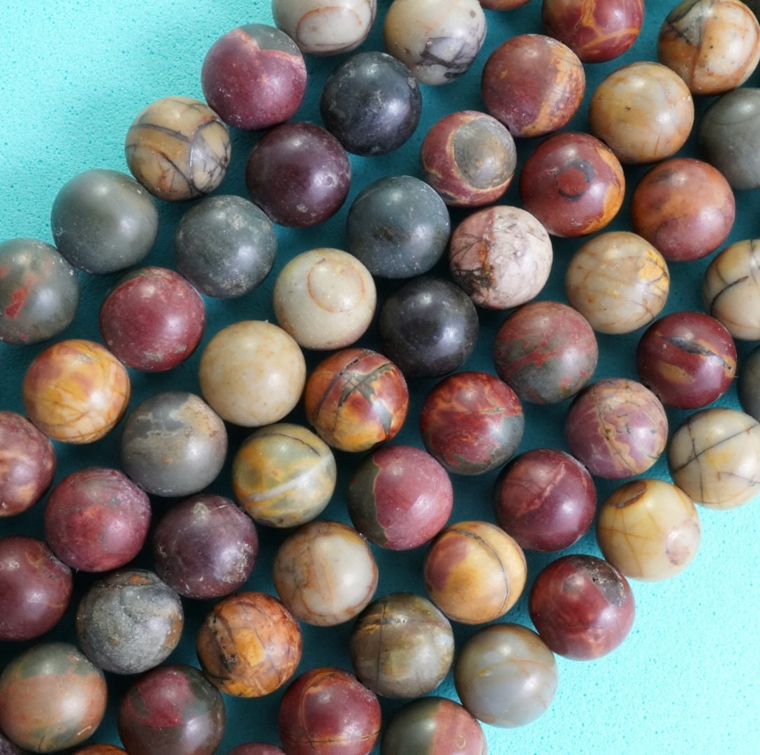 Red Creek Jasper (Round)(Smooth)(4mm)(6mm)(8mm)(10mm)(12mm)(16"Strand)