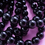 Black Onyx Beads (Round)(Smooth)(4mm)(6mm)(8mm)(10mm)(12mm)(18mm)(20mm)(16"Strand)