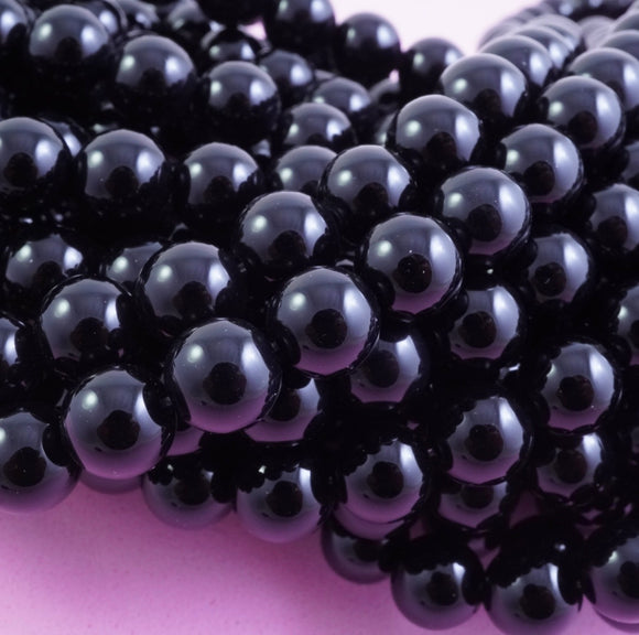 Black Onyx Beads (Round)(Smooth)(4mm)(6mm)(8mm)(10mm)(12mm)(18mm)(20mm)(16