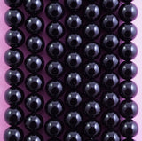 Black Onyx Beads (Round)(Smooth)(4mm)(6mm)(8mm)(10mm)(12mm)(18mm)(20mm)(16"Strand)