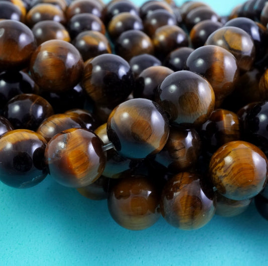 Tiger Eye (Round)(Smooth)(4mm)(6mm)(8mm)(10mm)(12mm)(16"Strand)