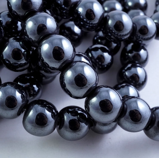 Hematite (Round)(Smooth)(2mm)(3mm)(4mm)(6mm)(8mm)(10mm)(12mm)(15.50"Strand)