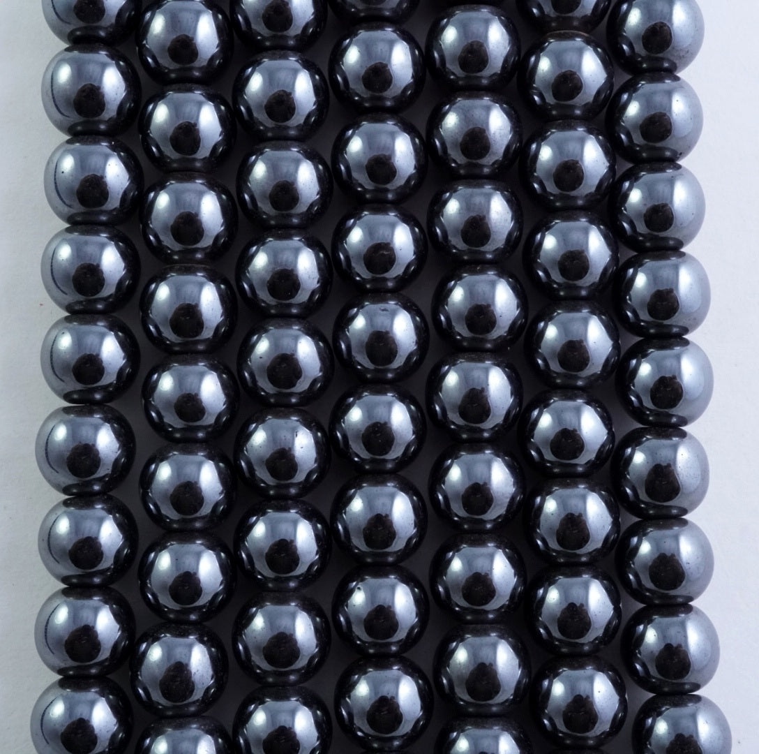 Black Hematite Beads, Round Smooth 2mm 3mm 4mm 6mm 8mm 10mm 12mm Black Beads,  Small and Big Hematite Gemstone Beads, Full Strand HMT20X0 