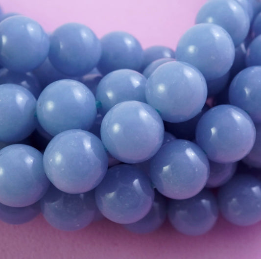 Angelite (Round)(Smooth)(4mm)(6mm)(8mm)(10mm)(16"Strand)