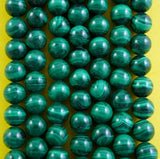 Malachite (Round)(Smooth)(4mm)(6mm)(8mm)(10mm)(16"Strand)