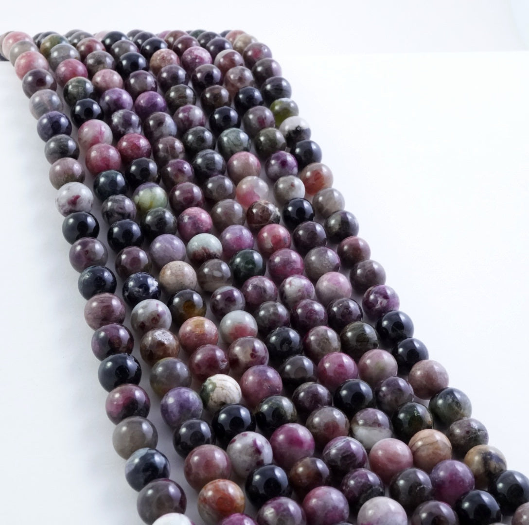 Watermelon Tourmaline (Round)(Smooth)(4mm)(5mm)(6mm)(7mm)(8mm)(10mm)(16"Strand)