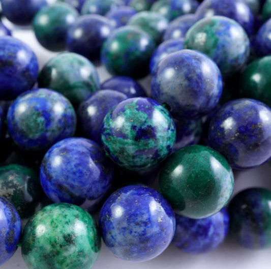 Azurite Malachite (Round)(Smooth)(4mm)(6mm)(8mm)(10mm)(12mm)(16"Strand)