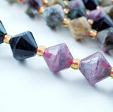 Watermelon Tourmaline (Bicone)(Faceted)(8mm)(16"Strand)