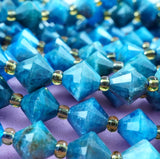 Blue Apatite (Bicone)(Faceted)(8mm)(16"Strand)